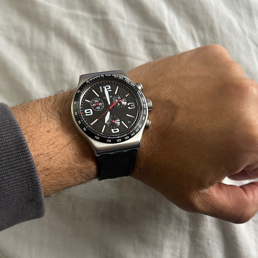 Swatch Black and Silver Chronograph Watch - Picture 2 of 2